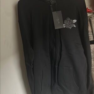 Black Hoodie with Rose Embroidery Blvck Paris